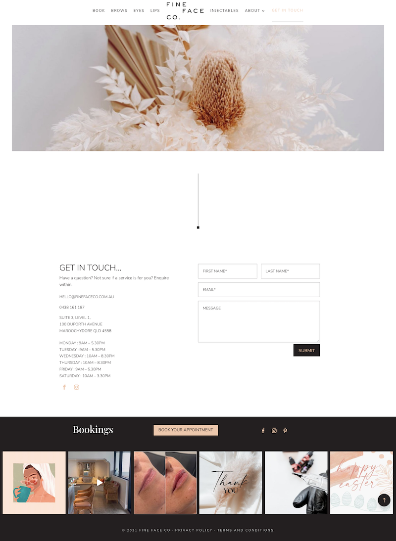 Contact Fine Face Co - quickapp creative web design Quickapp Web Design