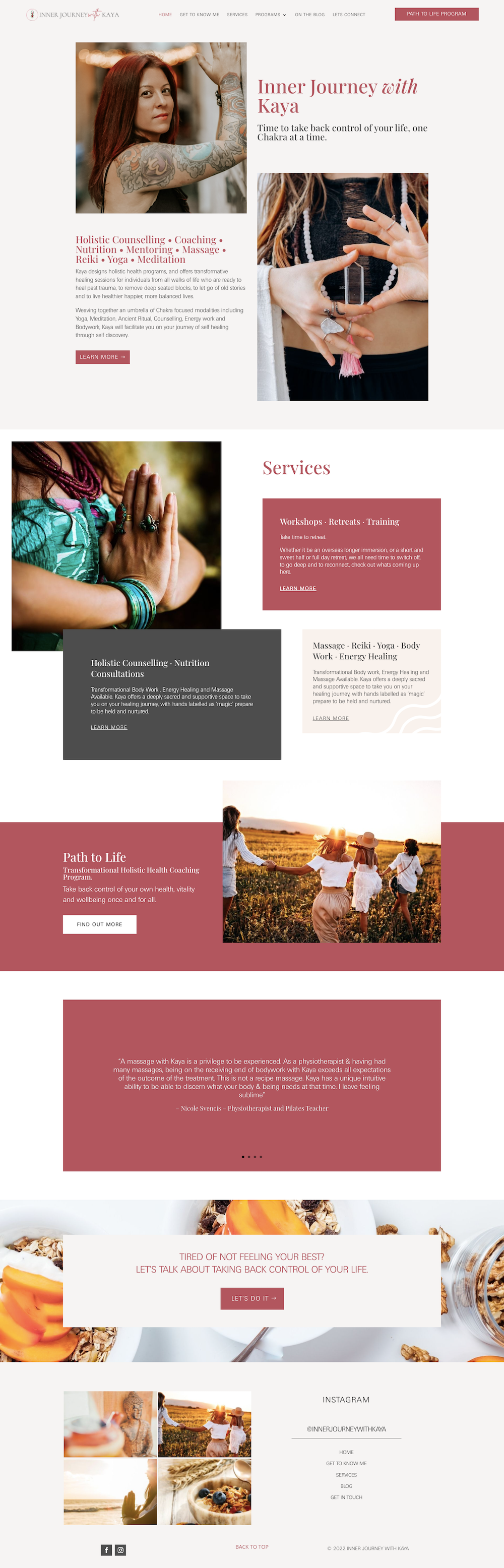 Inner Journey with Kay Home web design - QA creative design Quickapp Web Design