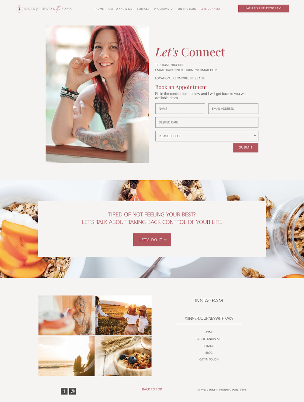 Inner Journey with Kay lets connect web design - QA creative design Quickapp Web Design