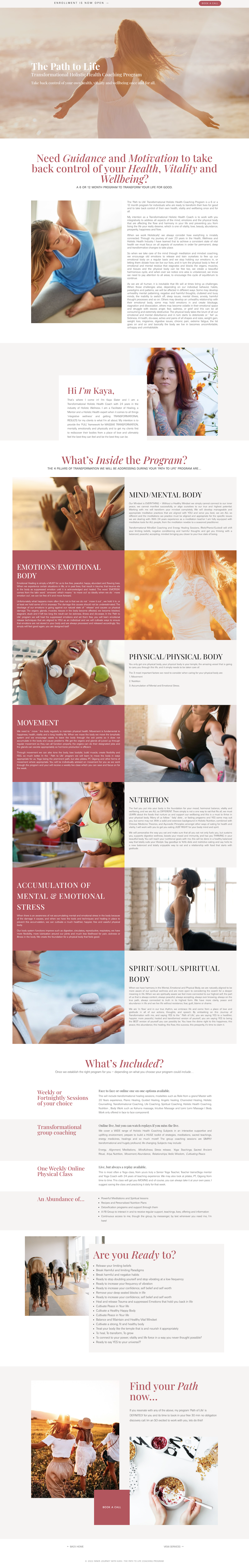 Inner Journey with Kay program landing page web design - QA creative design Quickapp Web Design