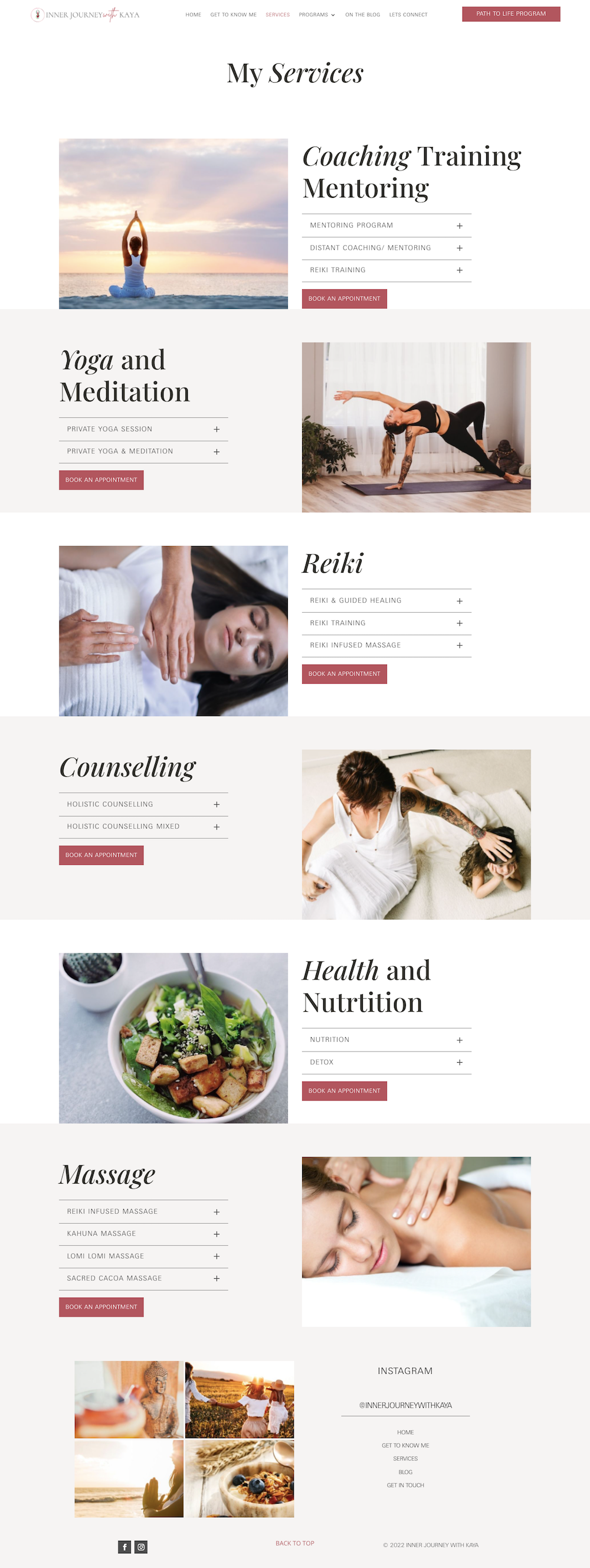 Inner Journey with Kay services web design - QA creative design Quickapp Web Design